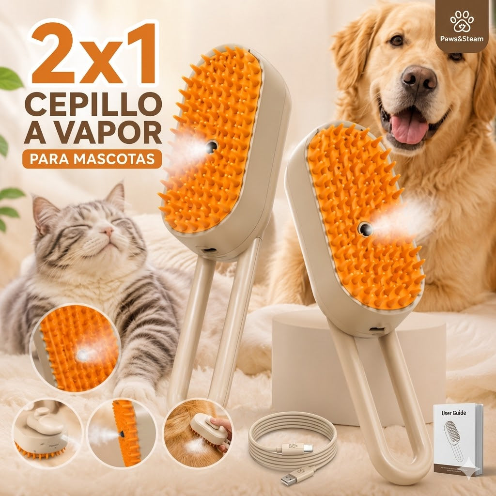 CEPILLO A VAPOR RECARGABLE, PARA MASCOTAS (2X1)