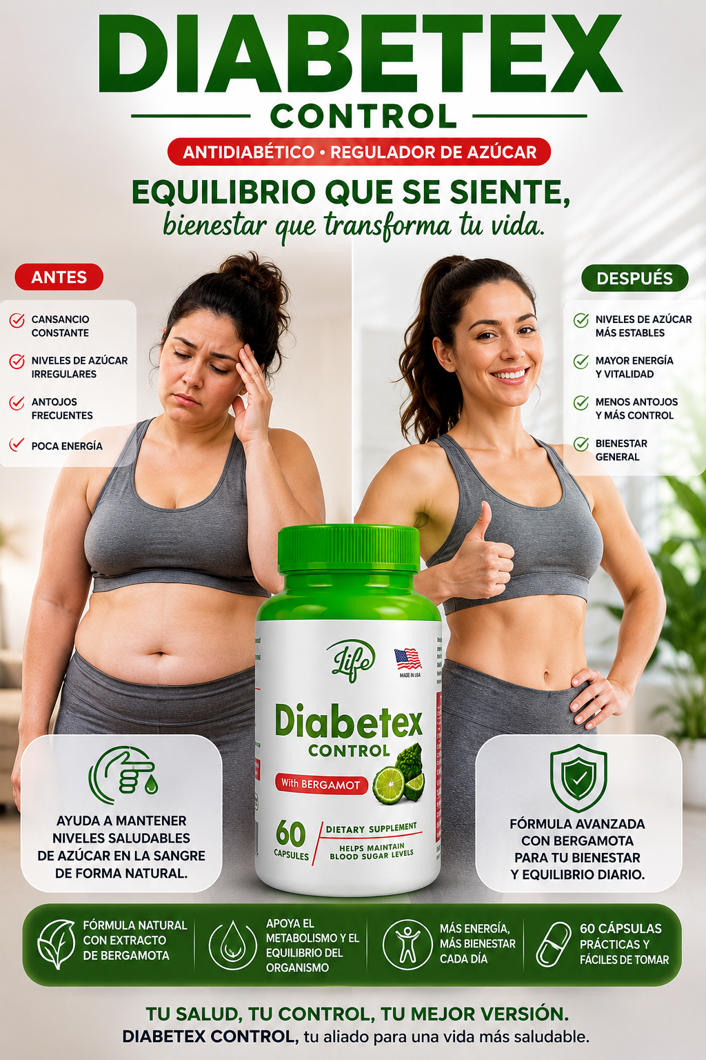 DIABETEX X 60 CAPSULAS (ANTIDIABÉTICO . REGULADOR DE AZUCAR)