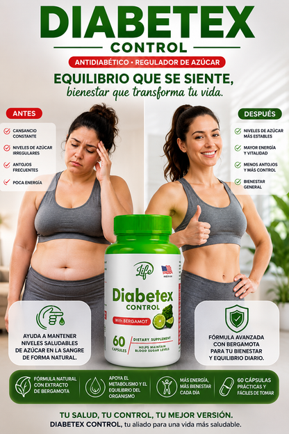 DIABETEX X 60 CAPSULAS (ANTIDIABÉTICO . REGULADOR DE AZUCAR)