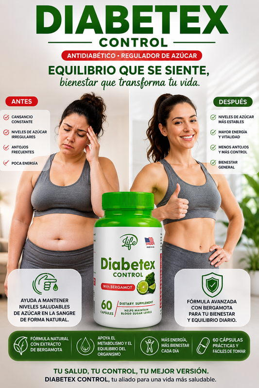 DIABETEX X 60 CAPSULAS (ANTIDIABÉTICO . REGULADOR DE AZUCAR)