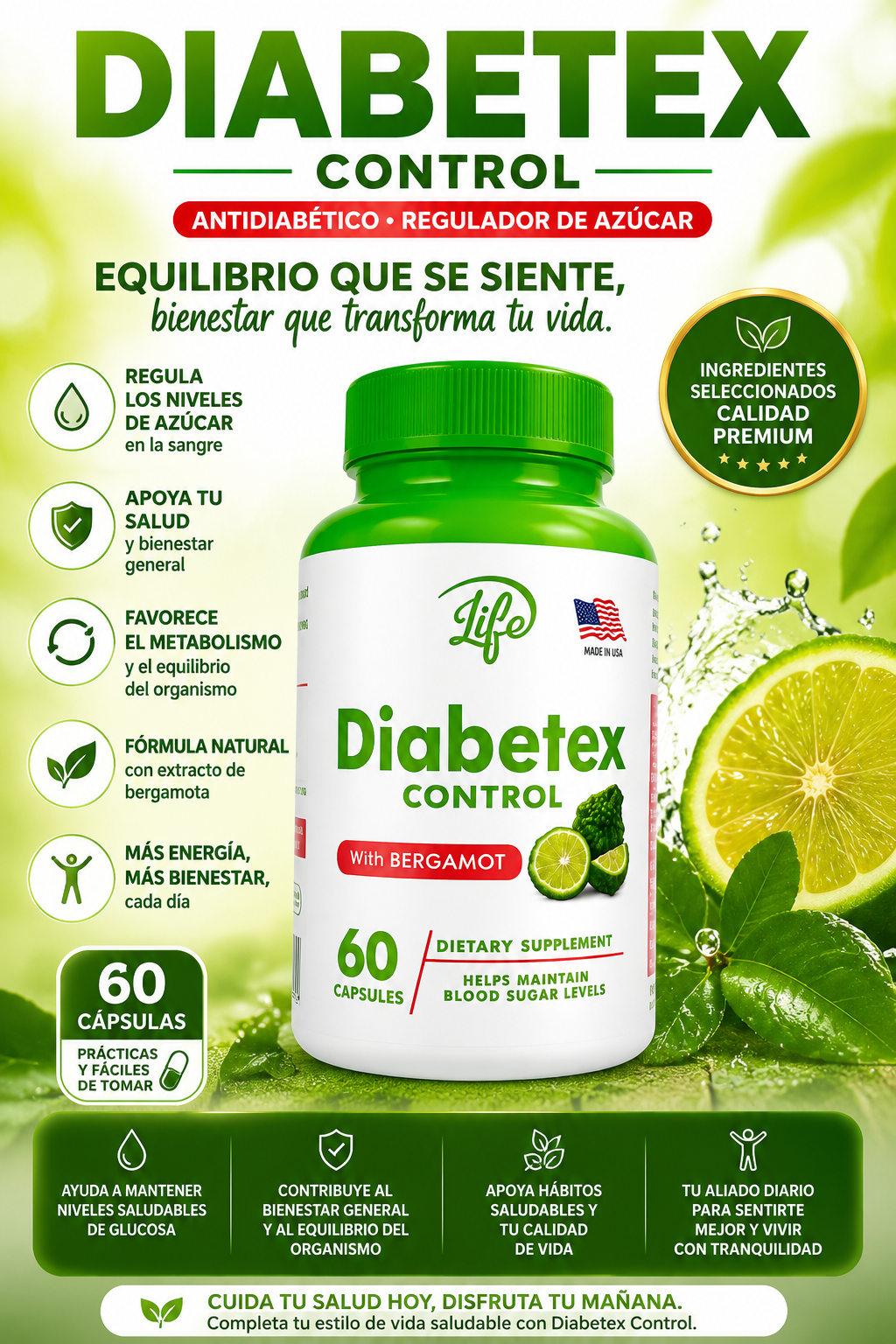 DIABETEX X 60 CAPSULAS (ANTIDIABÉTICO . REGULADOR DE AZUCAR)
