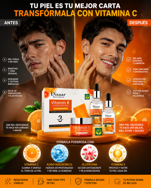 SET DE VITAMINA C PARA BLANQUEAR EL CUIDADO DE LA PIEL